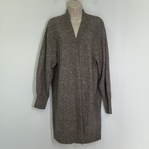 H&M - Taupe Brown Long Soft Long Sleeve Classic Open Cardigan Size XS - Picture 3 of 11